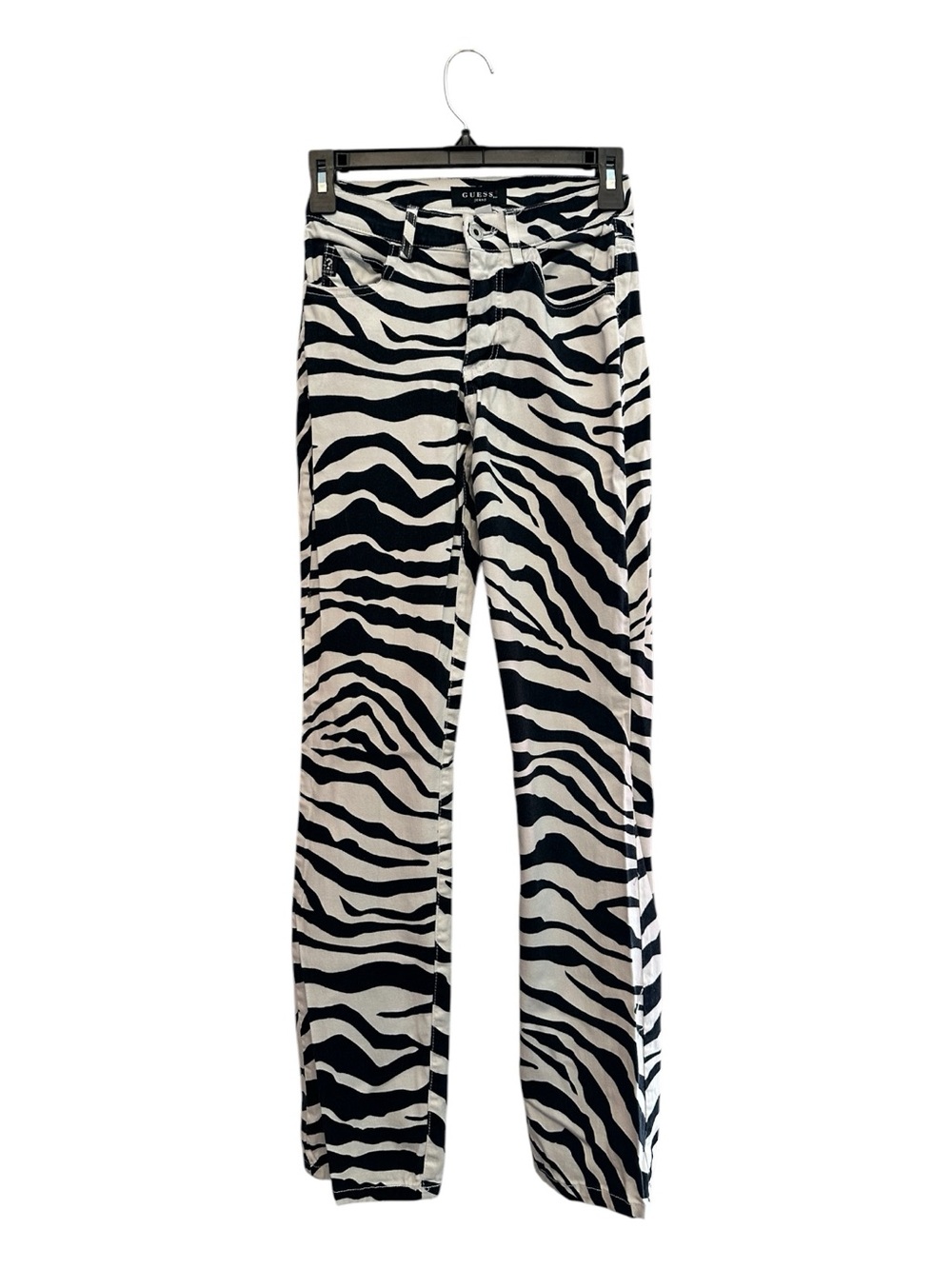 90s/Y2K Vintage Guess Zebra-Print Bootcut Jeans - Black & White Size 24